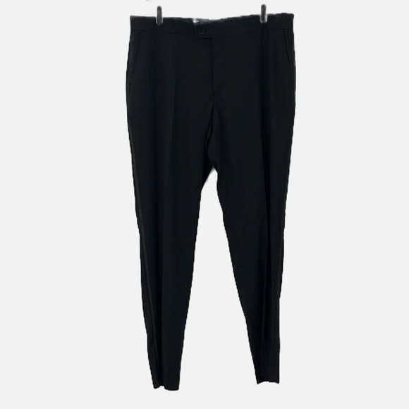 The Savile Row Strand Flat Front Hemmed Suit Pants in Black - NWOT - Size 36W - Picture 1 of 6